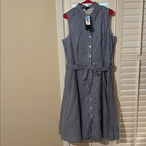 Chetta B Navy Gingham Midi Dress